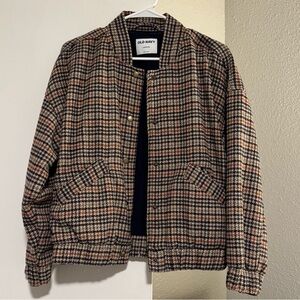 Old Navy Women's Plaid Bomber Jacket in Brown Multi